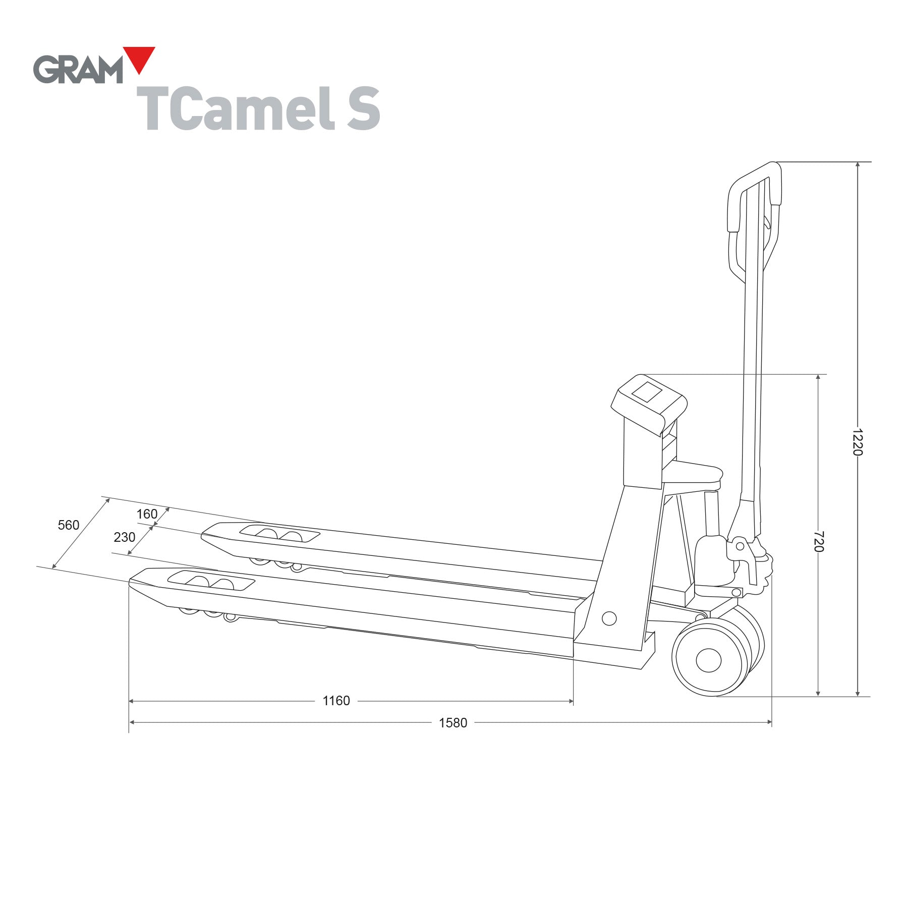 Gram TCamel S afmetingen